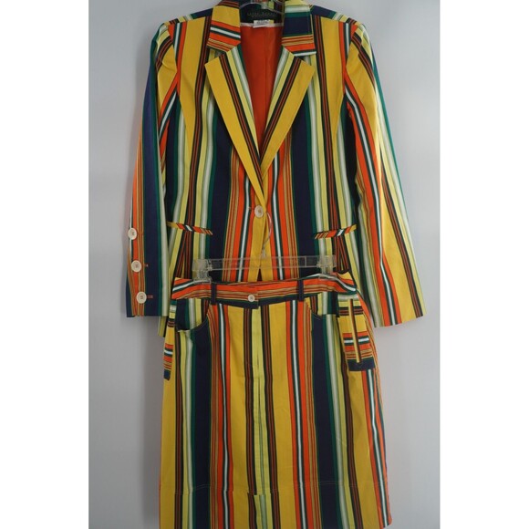 Harve Benard Multicolor Striped Knee Length Pencil Skirt Preppy Mod Retro Sz 12 - Picture 13 of 16